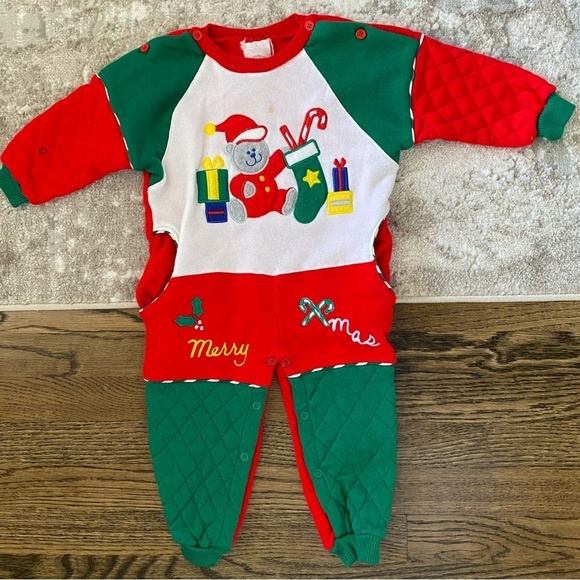 Baby Christmas Bear Sweater Bodysuit - Picture 1 of 4